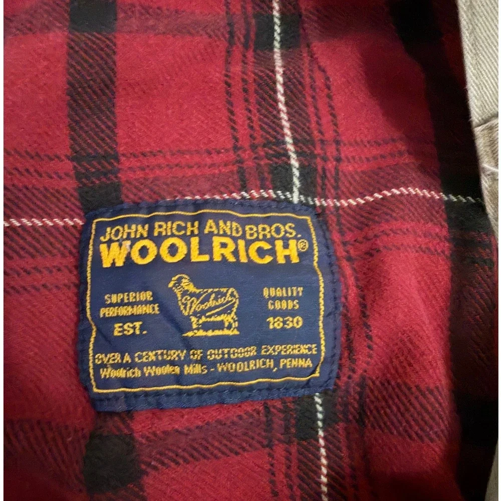 Woolrich Flannel Lined Chinos Men 38x30 Khaki Tan Plaid 1917 Trousers Outdoor
